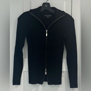 BOSTON PROPER RIBBED Zip Sweater, Size XXS